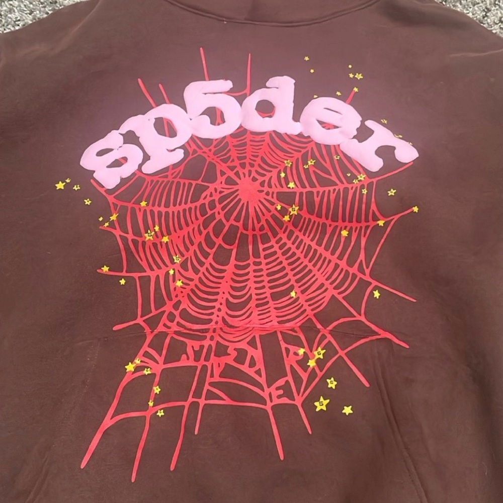 brown sp5der hoodie